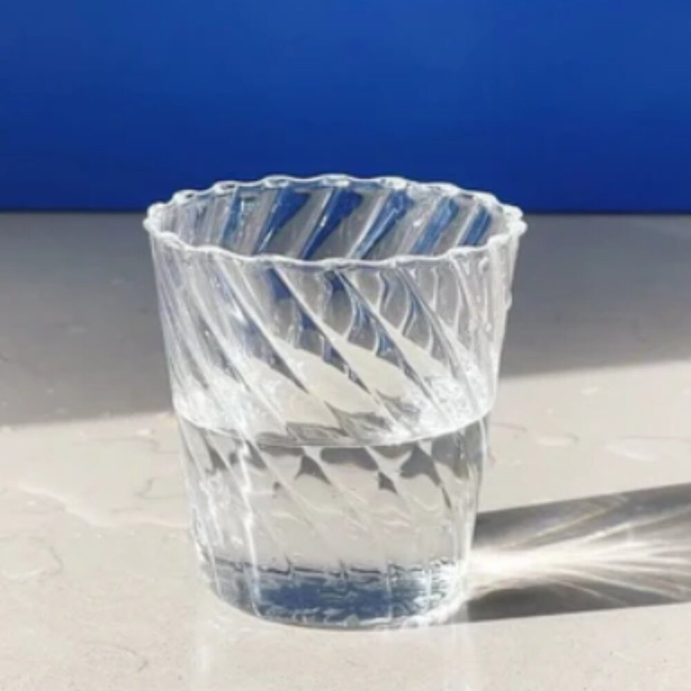 Ichendorf Milano Venezia Ottico Glass Water Tumbler Clear Ribbed Wine Cup